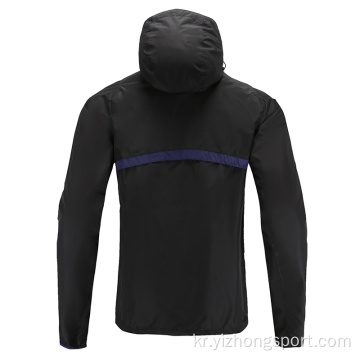 Mens Soccer Wear 지퍼 업 후드 블루